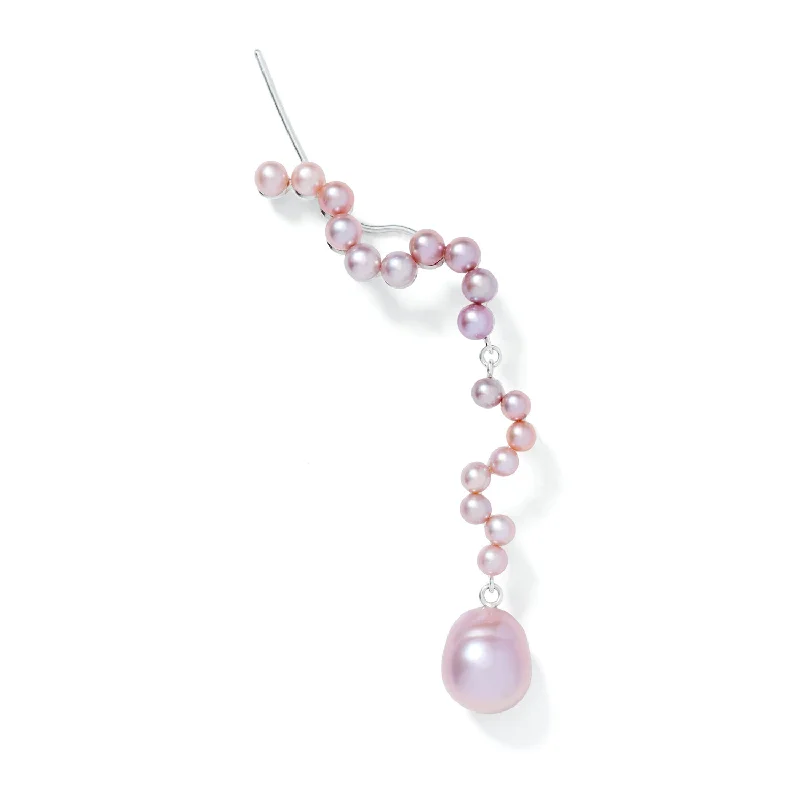 New Arrivals Rose Gold Earrings X-Large Silver Earring w. Pearls