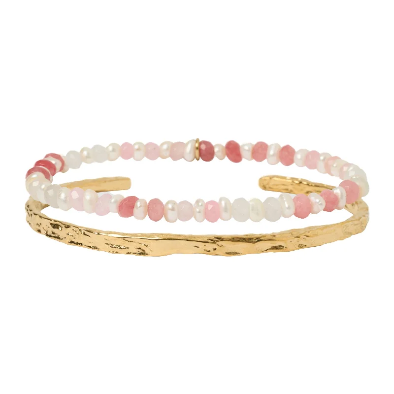 Clearance Sale Platinum Necklace Petal Bracelet Stack - Watermelon