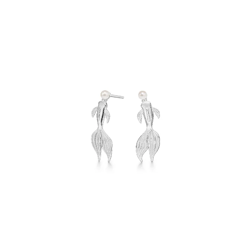 Massive Clearance Sale Personalized Necklace Solid Koi Silver Earrings w. Pearl