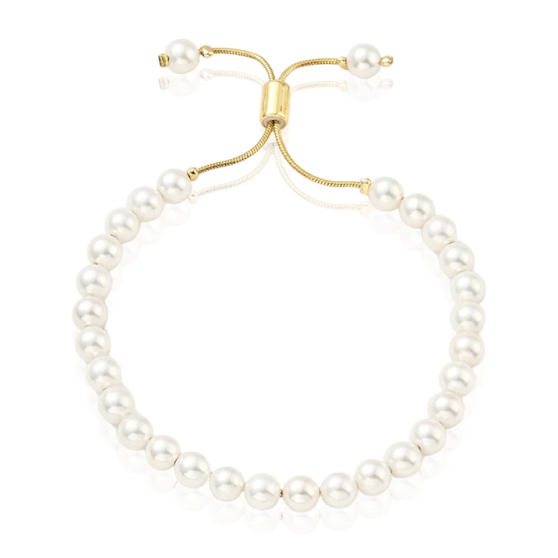 Clearance Sale White Gold Ring Precious Pearls Adjustable Bracelet