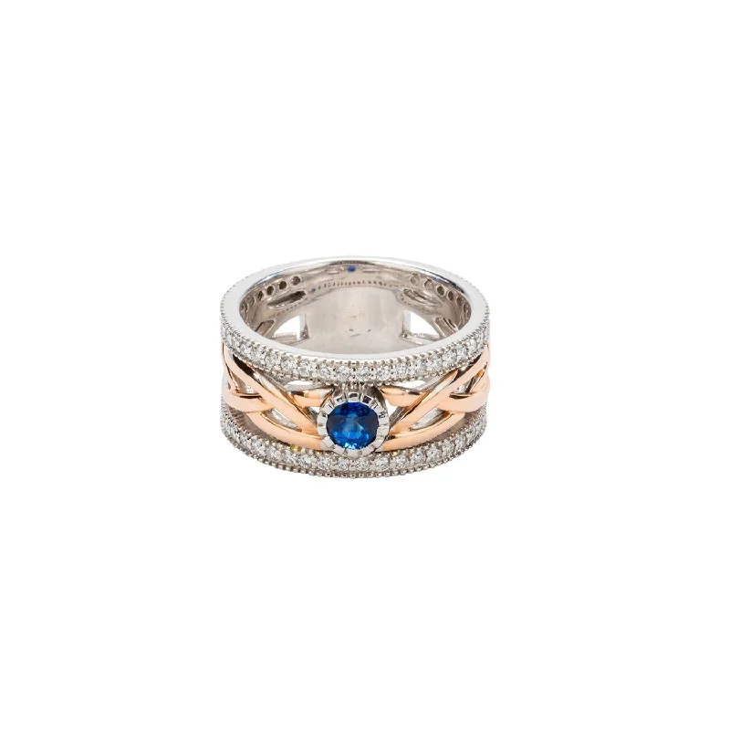 Shop Comfortably at Home Sterling Silver 14k White and Rose Gold Sapphire and Diamond Brave Heart Ring Shop Comfortably at Home Sterling Silver 14k White and Rose Gold Sapphire and Diamond Brave Heart Ring