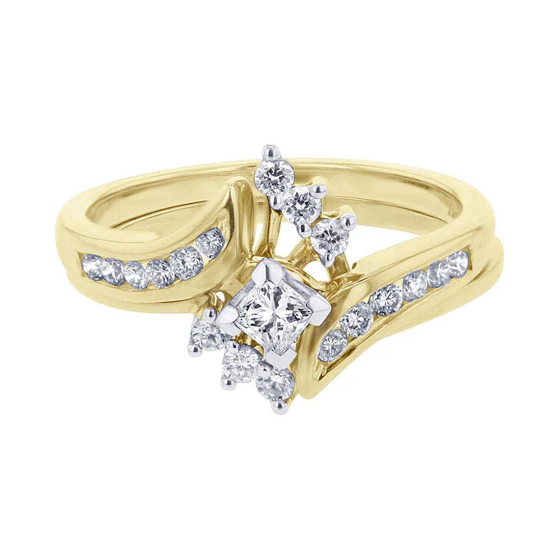 Clearance Sale Square Cut Ring Princess Diamond Ready for Love Bridal Set 1/2ct