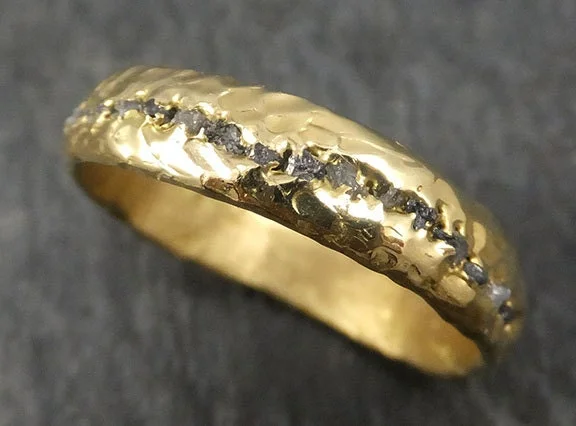 Unbeatable Savings Await Elegant Ring Raw Rough Diamond Men's Wedding Band 18k Gold Black Grey conflict free diamonds Recycled gold byAngeline C0341 Unbeatable Savings Await Elegant Ring Raw Rough Diamond Men's Wedding Band 18k Gold Black Grey conflict free diamonds Recycled gold byAngeline C0341
