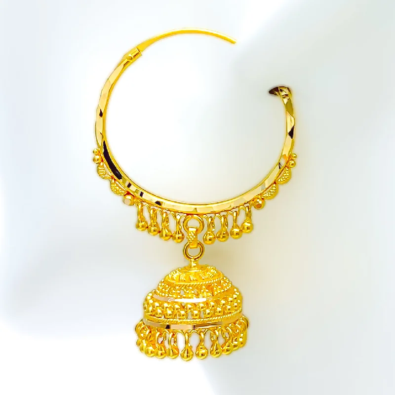 Don't Miss Your Chance Sapphire Earrings Regal Sophisticated 22K Gold Bali Earrings
