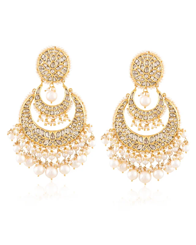 Clearance Sale Handmade Chain Raashi Khanna - Samreen Polki Chandbalis