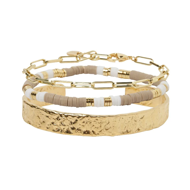 Clearance Sale, Steal Great Bargains Charm Bracelet Savana Bracelet Stack - Latte