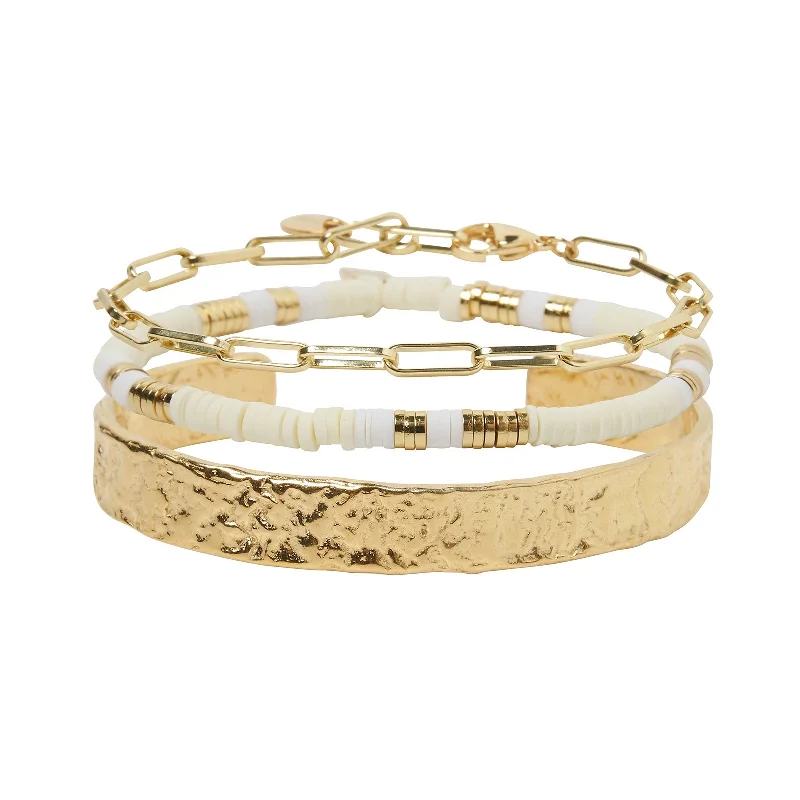 New Arrivals Pearl Necklace Savana Bracelet Stack - Sand