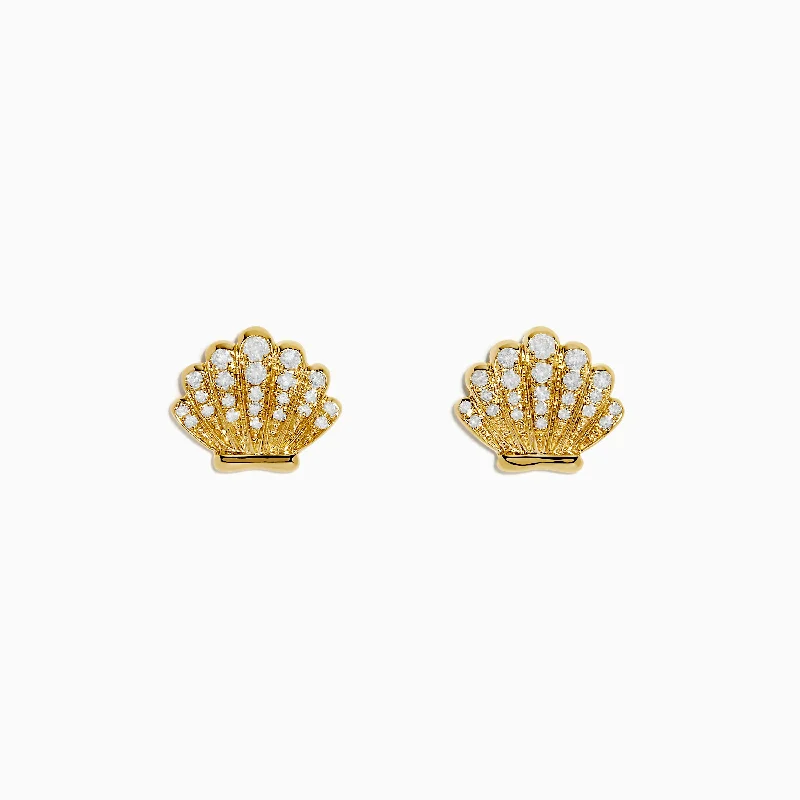 Huge Discounts, Unbeatable Offers Bridal Earrings Seaside 14K Yellow Gold Diamond Seashell Earrings Huge Discounts, Unbeatable Offers Bridal Earrings Seaside 14K Yellow Gold Diamond Seashell Earrings