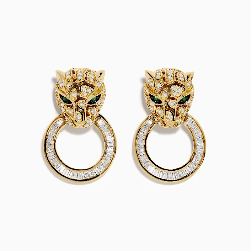 Be the First to Rock the Latest Trends Delicate Necklace Signature 14K Yellow Gold Diamond and Emerald Panther Earrings Be the First to Rock the Latest Trends Delicate Necklace Signature 14K Yellow Gold Diamond and Emerald Panther Earrings
