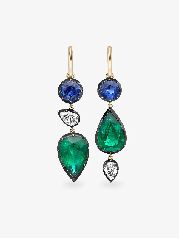 New Arrivals Emerald Ring Asymmetric Multi-Shape Gypset Hoop Earrings