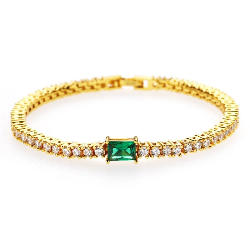 Be the First to Rock the Latest Trends Classic Stud Earrings Single Emerald Green Rectangle Tennis Bracelet