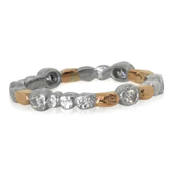 Don't Miss Your Chance Tennis Necklace Skinny Pebbles Diamond Band in Palladium and Rose Gold Don't Miss Your Chance Tennis Necklace Skinny Pebbles Diamond Band in Palladium and Rose Gold
