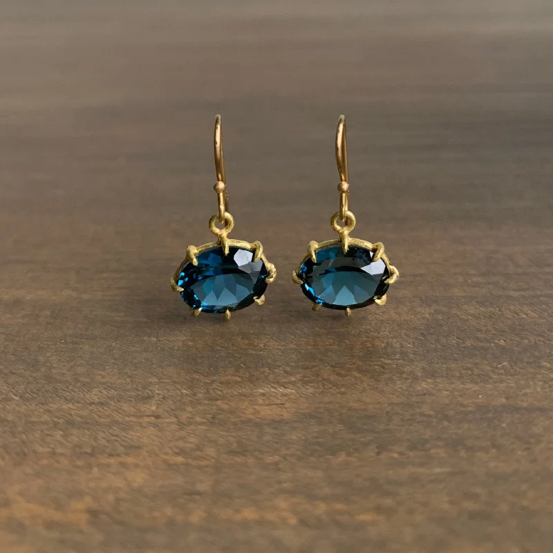 Flash Sale, Grab the Deals Fast Heart Locket Small Faceted Oval London Blue Topaz Earrings