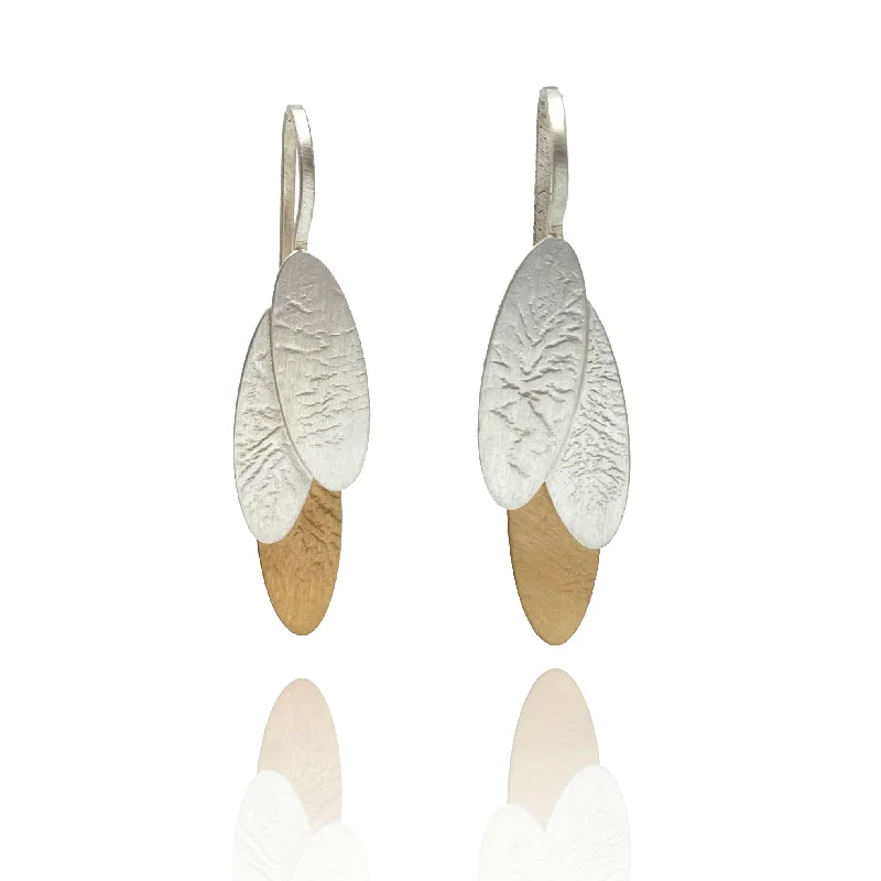 Black Friday - Style Deals All Week Long Precious Jewelry Small Reticulated Silver and Gold Triplet Earrings Black Friday - Style Deals All Week Long Precious Jewelry Small Reticulated Silver and Gold Triplet Earrings