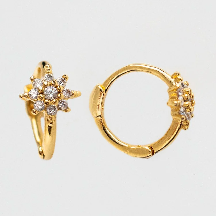 Season - End Clearance Cocktail Ring Sol Burst Huggie Hoops