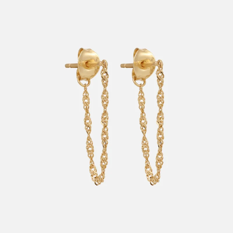 Huge Discounts, Unbeatable Offers Huggie Earrings Solid Gold Dangle Chain Huggies