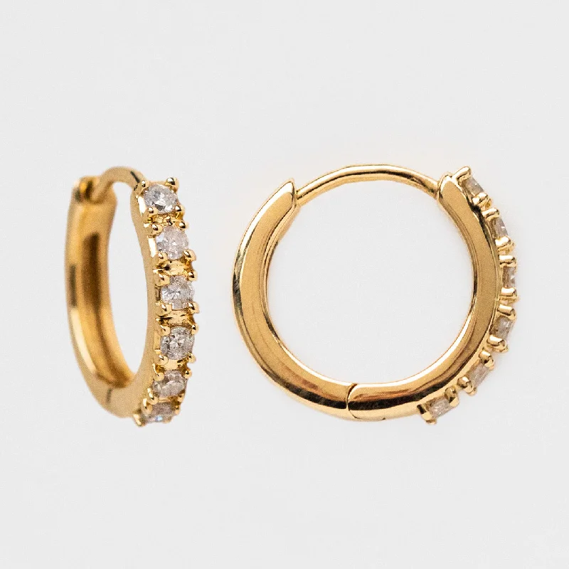 Buy More, Save More Stylish Bracelet Solid Gold Diamond Huggie Hoops