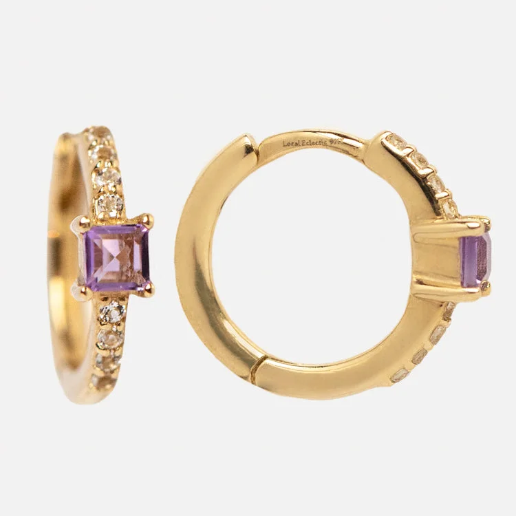 Shop Comfortably at Home Classic Gold Ring Solid Gold Elegant Amethyst Pave Huggie Hoops Shop Comfortably at Home Classic Gold Ring Solid Gold Elegant Amethyst Pave Huggie Hoops