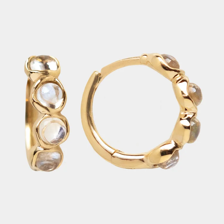 New Arrivals on Discount Vintage Ring Solid Gold Organic Moonstone Huggies