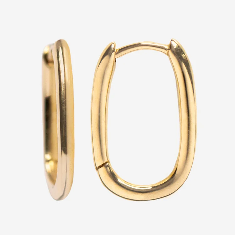 Clearance Sale Black Onyx Ring Solid Gold Simple Oblong Hoops
