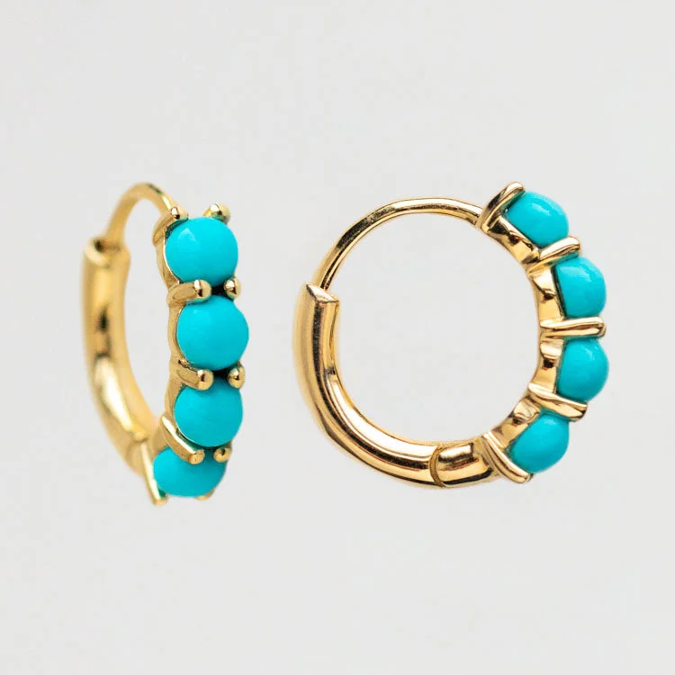New Arrivals Stackable Bracelet Solid Gold Turquoise Huggie Hoops