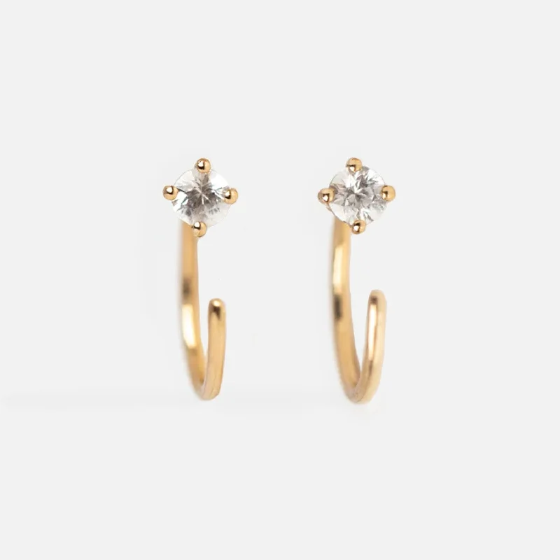 Shop Comfortably at Home Classic Bracelet Solid Gold White Sapphire Ear Huggers