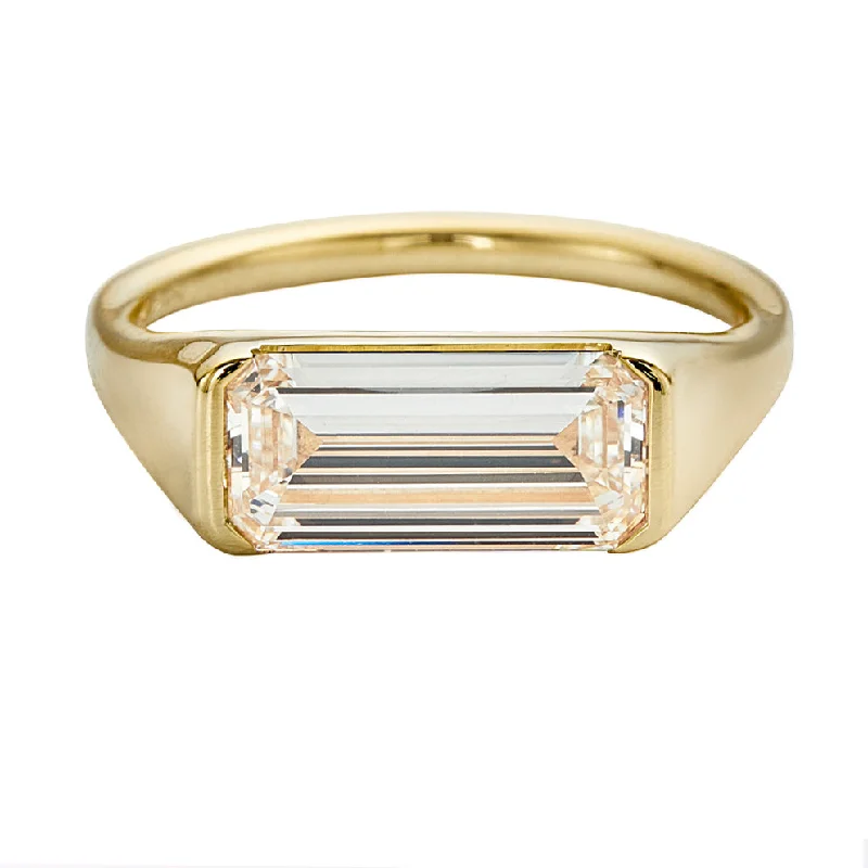 Massive Clearance Sale Celestial Jewelry Solitaire Signet Engagement Ring with an Emerald cut Diamond Massive Clearance Sale Celestial Jewelry Solitaire Signet Engagement Ring with an Emerald cut Diamond