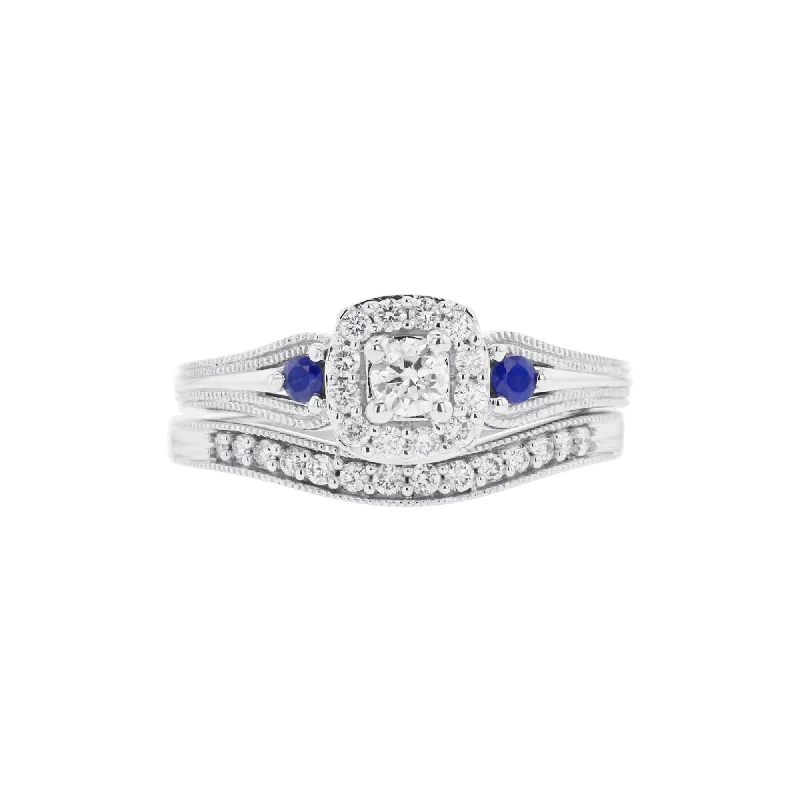 Unbeatable Savings Await Diamond Ring Sparkling Three Stone Ready for Love Sapphire and Diamond Bridal Set Unbeatable Savings Await Diamond Ring Sparkling Three Stone Ready for Love Sapphire and Diamond Bridal Set