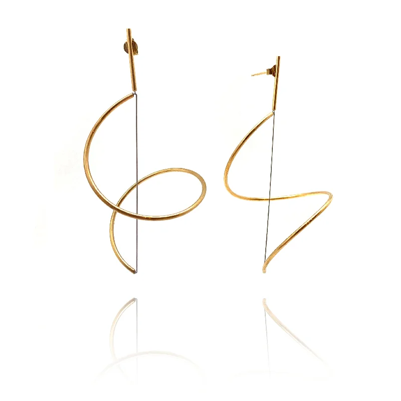 Limited - Time Offer Gold Necklace Spiral Drop Earrings Large - Gold