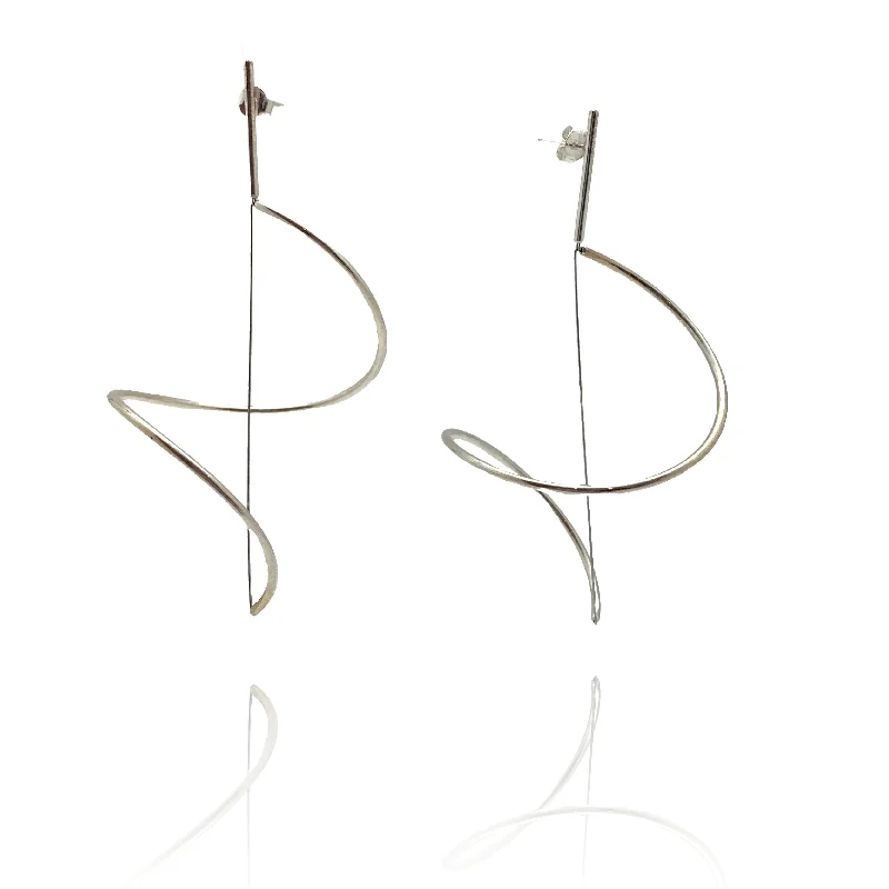 Shop Now, Save Big Bucks Fashion Jewelry Spiral Drop Earrings Large - Silver