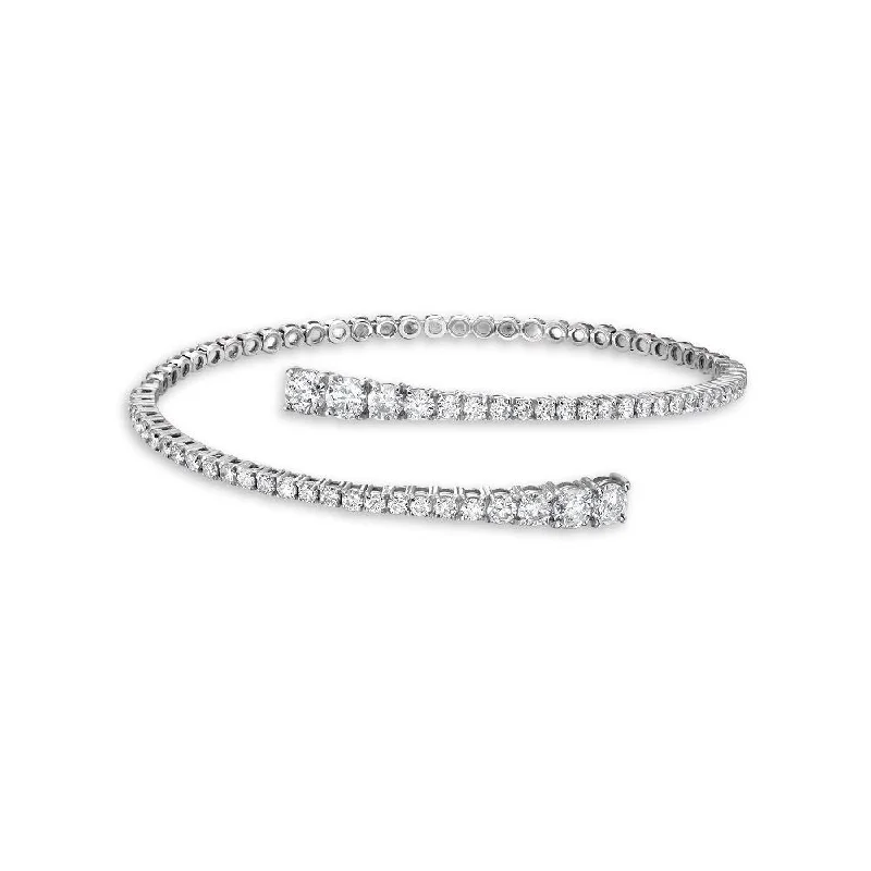 Be the First to Rock the Latest Trends Elegant Pendant Spiral Flexible Graduated Diamond Bangle Bracelet (3.50 ct.) 4-Prongs Setting in 14K Gold Be the First to Rock the Latest Trends Elegant Pendant Spiral Flexible Graduated Diamond Bangle Bracelet (3.50 ct.) 4-Prongs Setting in 14K Gold