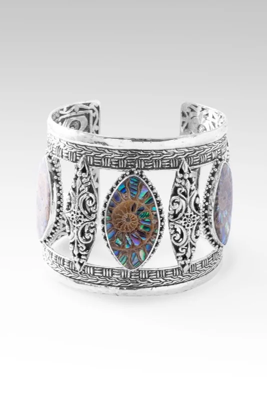 Be the First to Rock the Latest Trends Delicate Necklace Lavish Beauty Cuff™ in Ammonite with Abalone Inlay