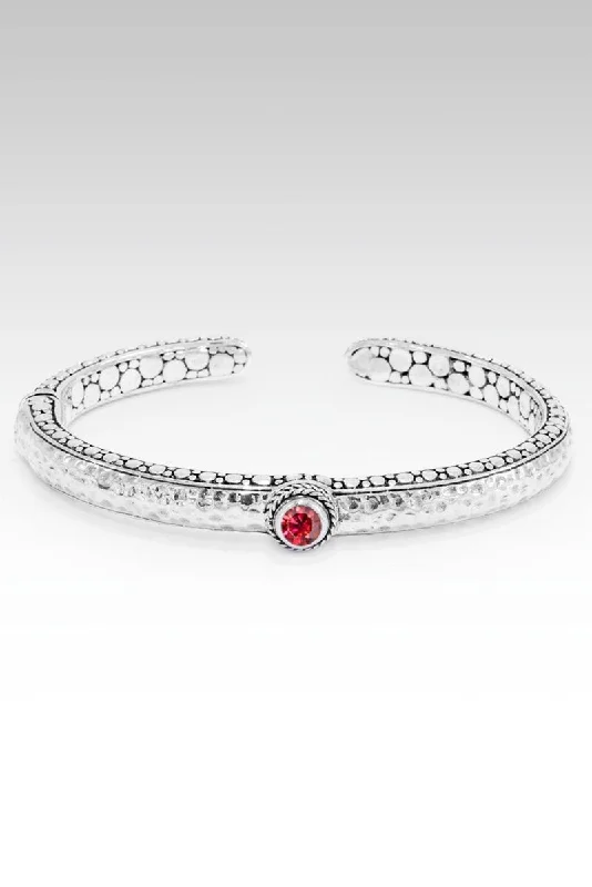 Season - End Clearance Gold Bangle Display Of Faith Cuff™ in Red Moissanite