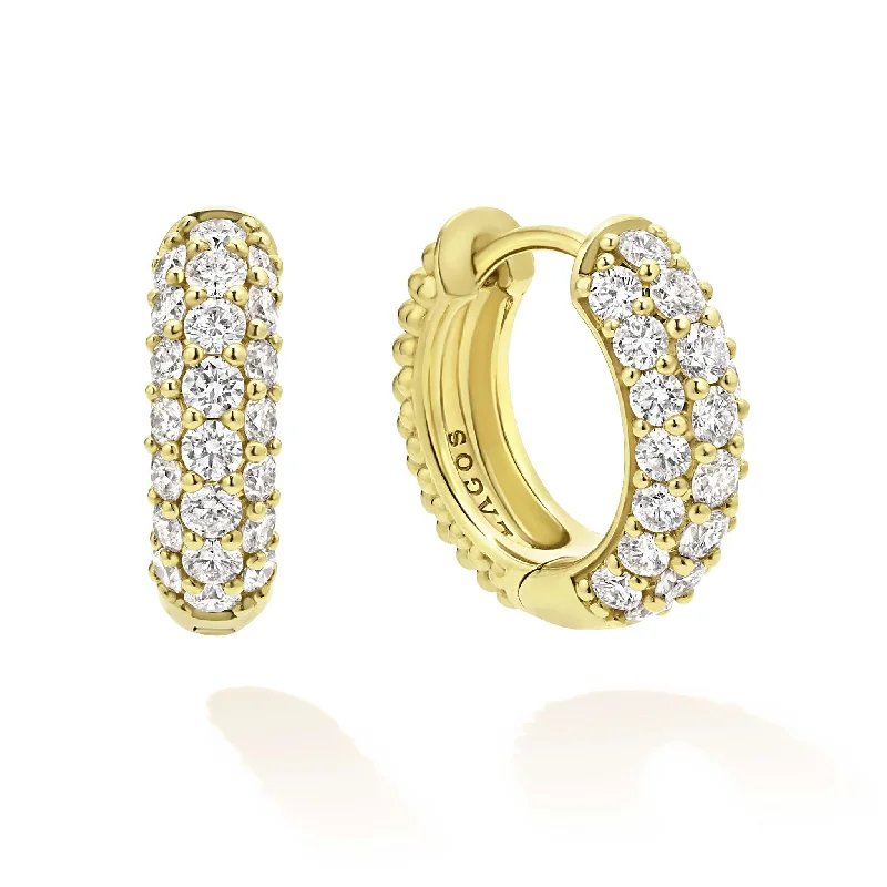 Massive Clearance Sale Round Cut Ring Studio 18K Gold Diamond Huggie Earrings