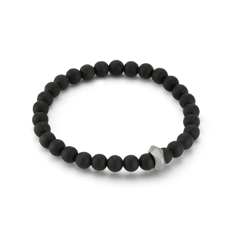 Limited - Time Offer Silver Pendant SYDNEY MATTE ONYX AND STERLING SILVER ORIGAMI BEADED BRACELET Limited - Time Offer Silver Pendant SYDNEY MATTE ONYX AND STERLING SILVER ORIGAMI BEADED BRACELET