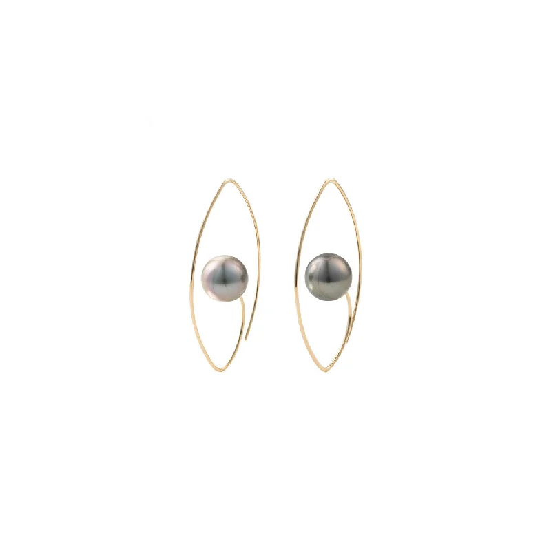 New Arrivals Bridal Earrings Tahiti Pearl Floating Oval Earring Medium size