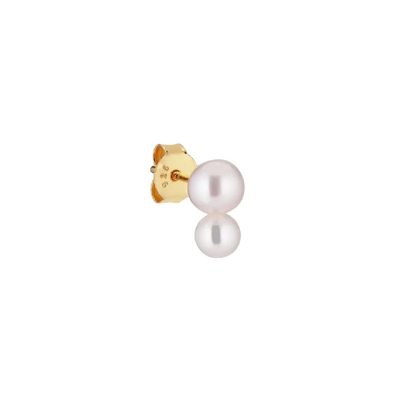Limited - Time Offer Handmade Jewelry Deux 18K Gold Plated Stud w. White Pearls