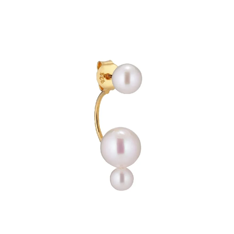 Don't Miss Your Chance Wedding Bracelet Sway 18K Gold Plated Stud w. White Pearls