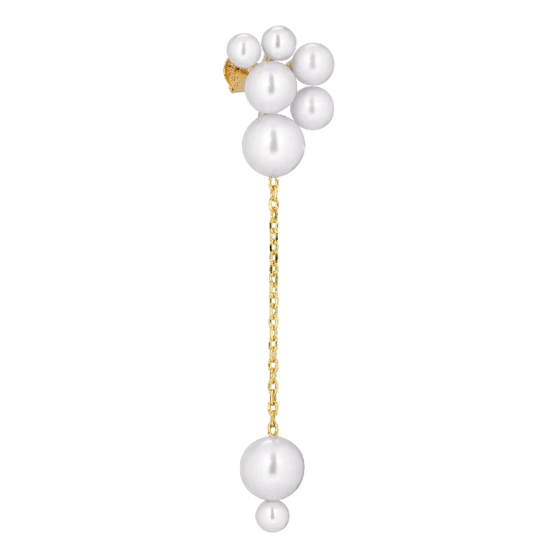 New Arrivals Luxury Earrings Sirene 18K Gold Plated Stud w. White Pearls