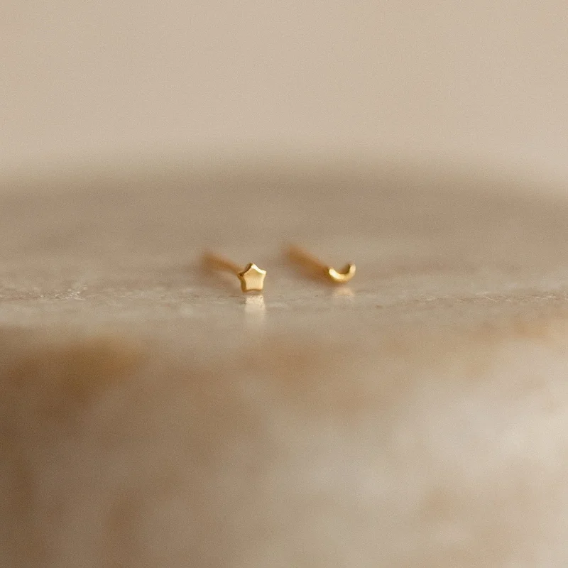 Flash Sale Black Onyx Ring Tiny Moon & Star Studs