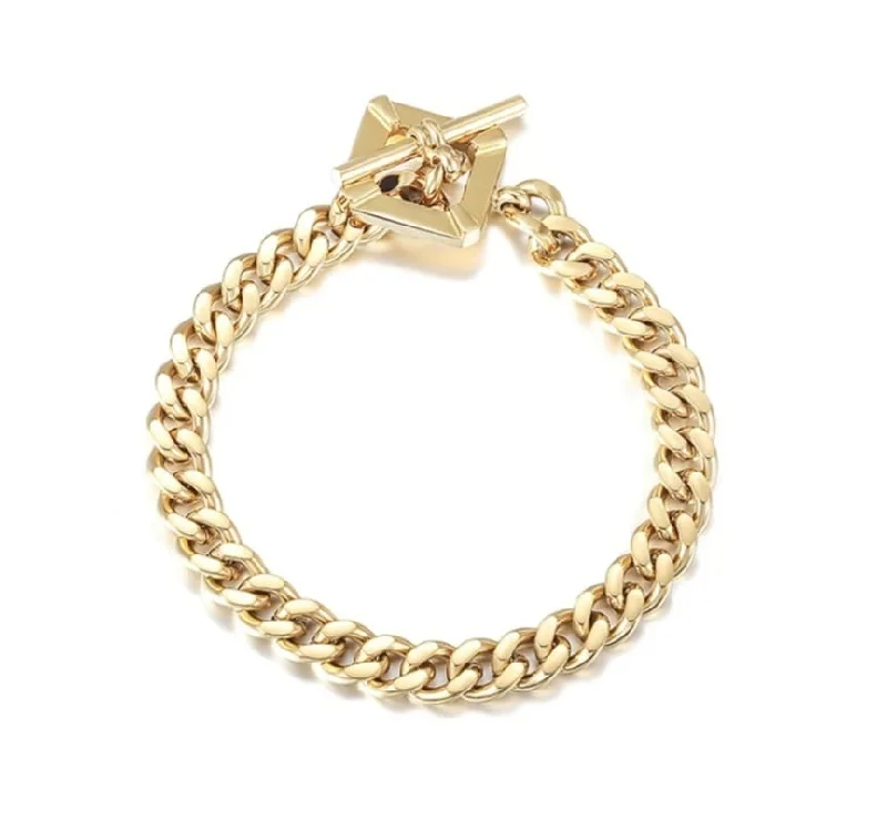 Massive Clearance Sale White Gold Ring Toggle Bracelet