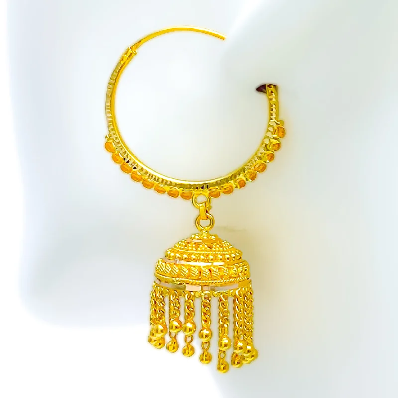Season - End Clearance Dainty Necklace Trendy Dangling Chain 22K Gold Bali Earrings