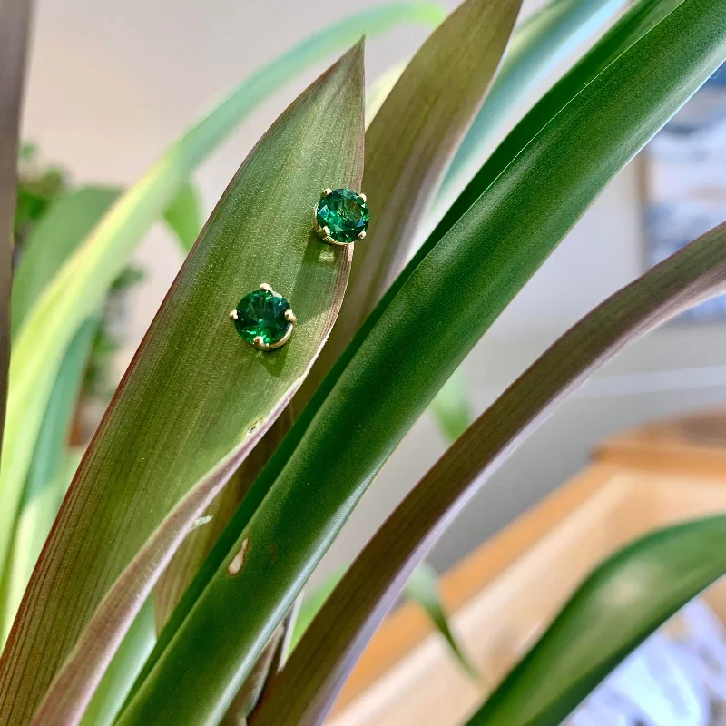 Season - End Clearance Celestial Jewelry Tsavorite Round Stud Earrings