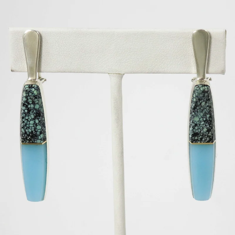 Massive Clearance Sale Vintage Locket Turquoise and Iron Slag Earrings