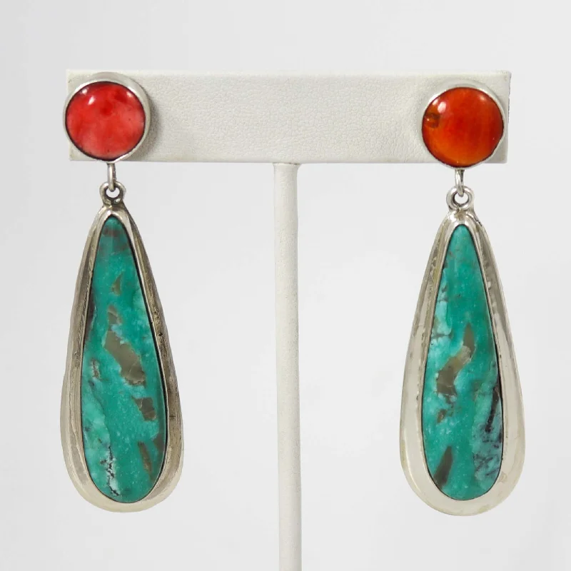 New Arrivals on Discount Simple Pendant Turquoise and Spiny Oyster Earrings
