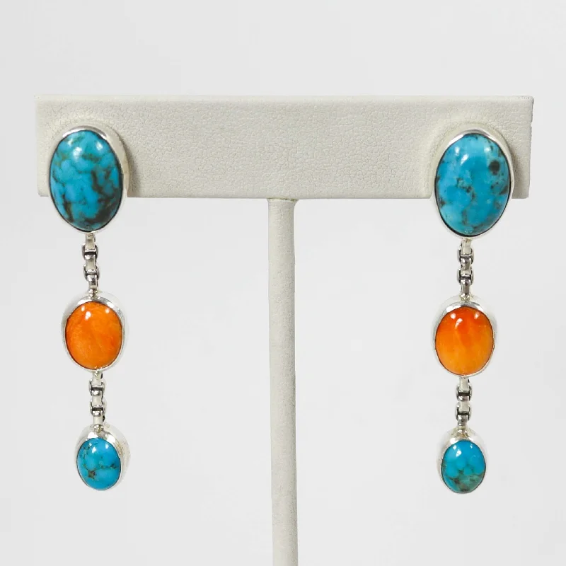 Shop Comfortably at Home Yellow Gold Ring Turquoise and Spiny Oyster Earrings