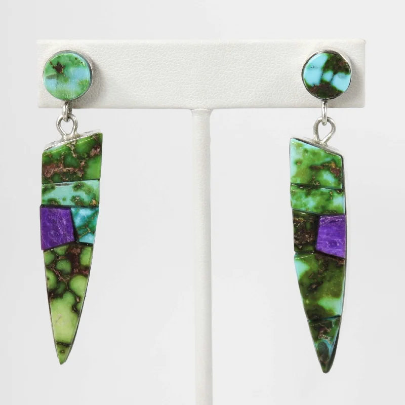 Clearance Sale Sapphire Pendant Turquoise and Sugilite Earrings
