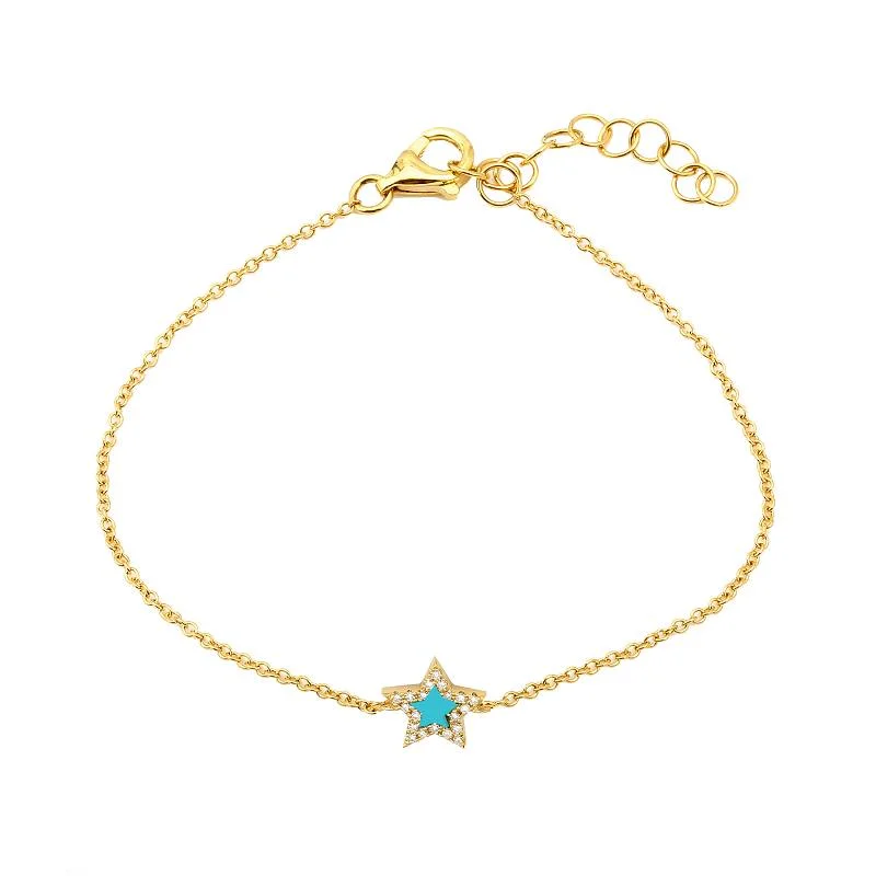 Shop Comfortably at Home Minimalist Bracelet Turquoise Diamond Star
