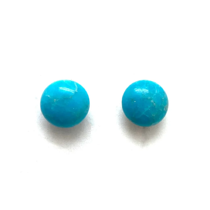 Big Savings, Big Smiles Silver Hoop Earrings Round Turquoise Studs