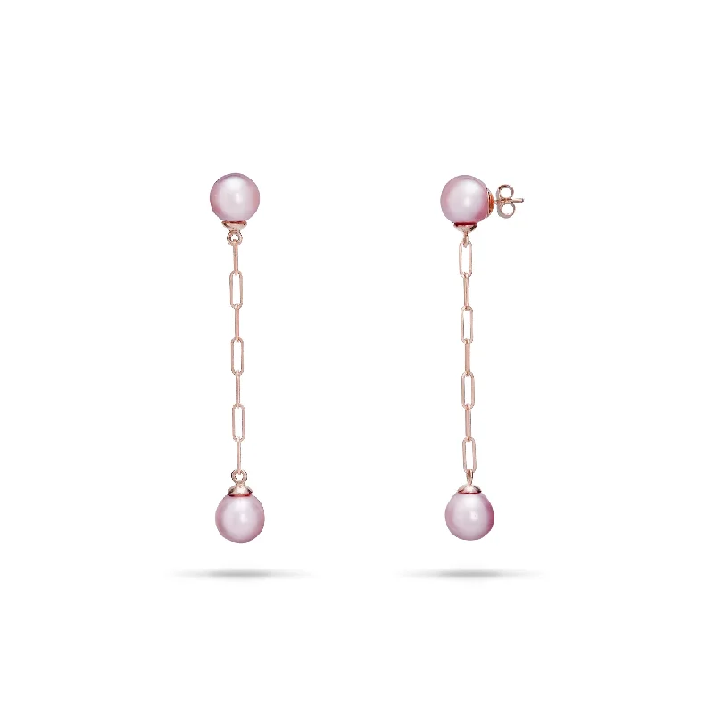 Flash Sale, Grab the Deals Fast Gold Bangle Ultraviolet Freshwater Pearl Paperclip Chain Earrings in Rose Gold - 9-10mm Flash Sale, Grab the Deals Fast Gold Bangle Ultraviolet Freshwater Pearl Paperclip Chain Earrings in Rose Gold - 9-10mm